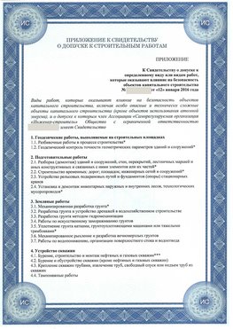 Приложение к свидетельству о допуске к строительным работам Сосновоборск СРО в строительстве
